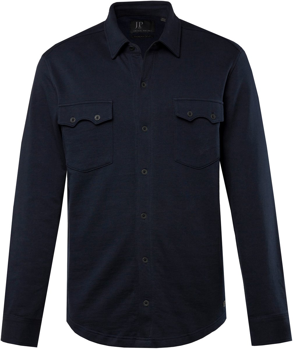 JP 1880 - Heren - Sweat-overhemd kentkraag moderne pasvorm - Navy blauw - Maat 5XL