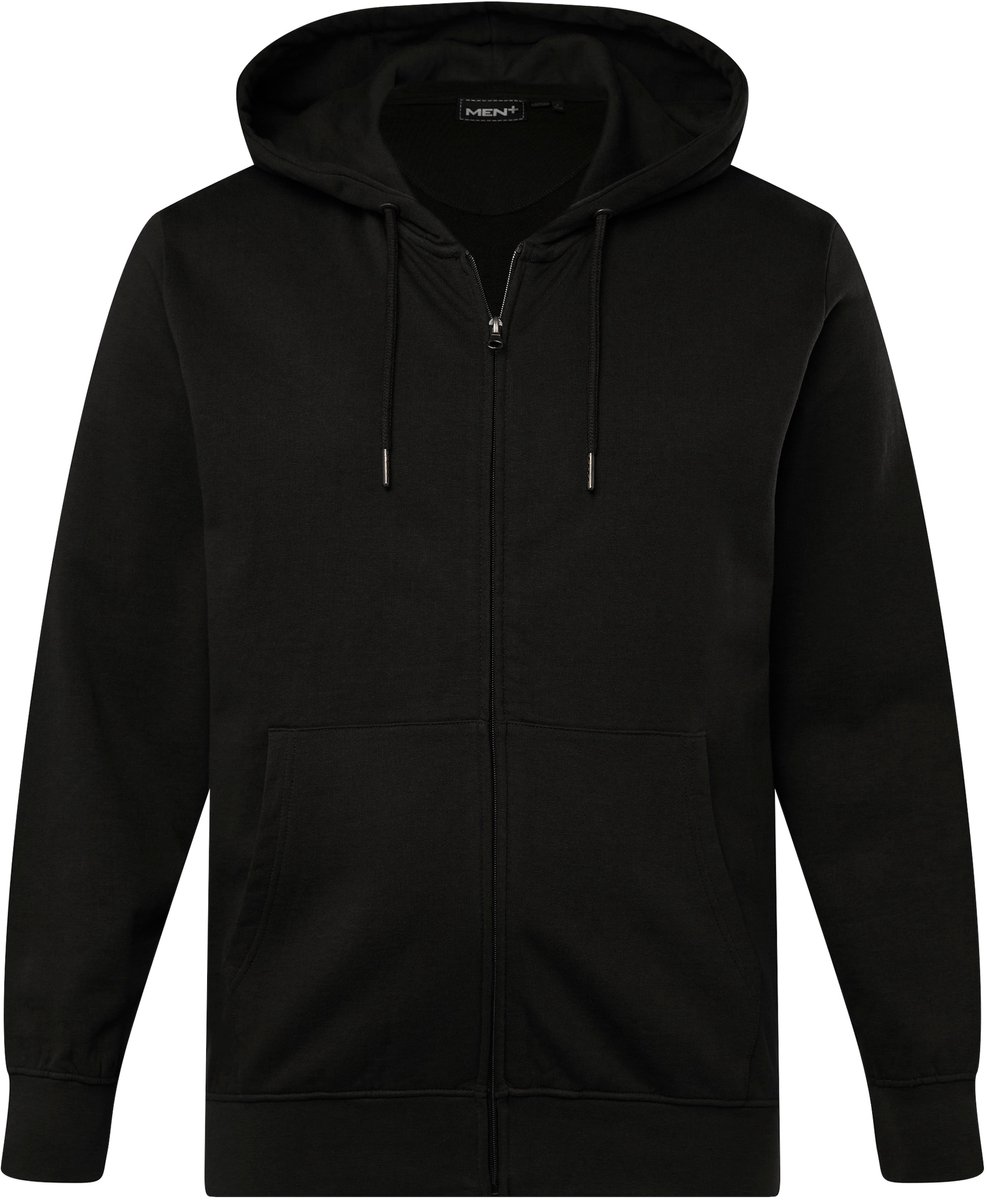 Men Plus - Heren - Hoodie-jack capuchon kangoeroezak - Zwart - Maat 52+