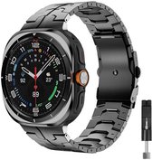 Stravo titanium bandje 'Iron' - Geschikt voor Samsung Galaxy Watch Ultra 2 (2026) / Ultra (2024/2025) – Donkergrijs – premium metalen schakelband met inkortset – stijlvolle en duurzame horlogeband voor Samsung smartwatch