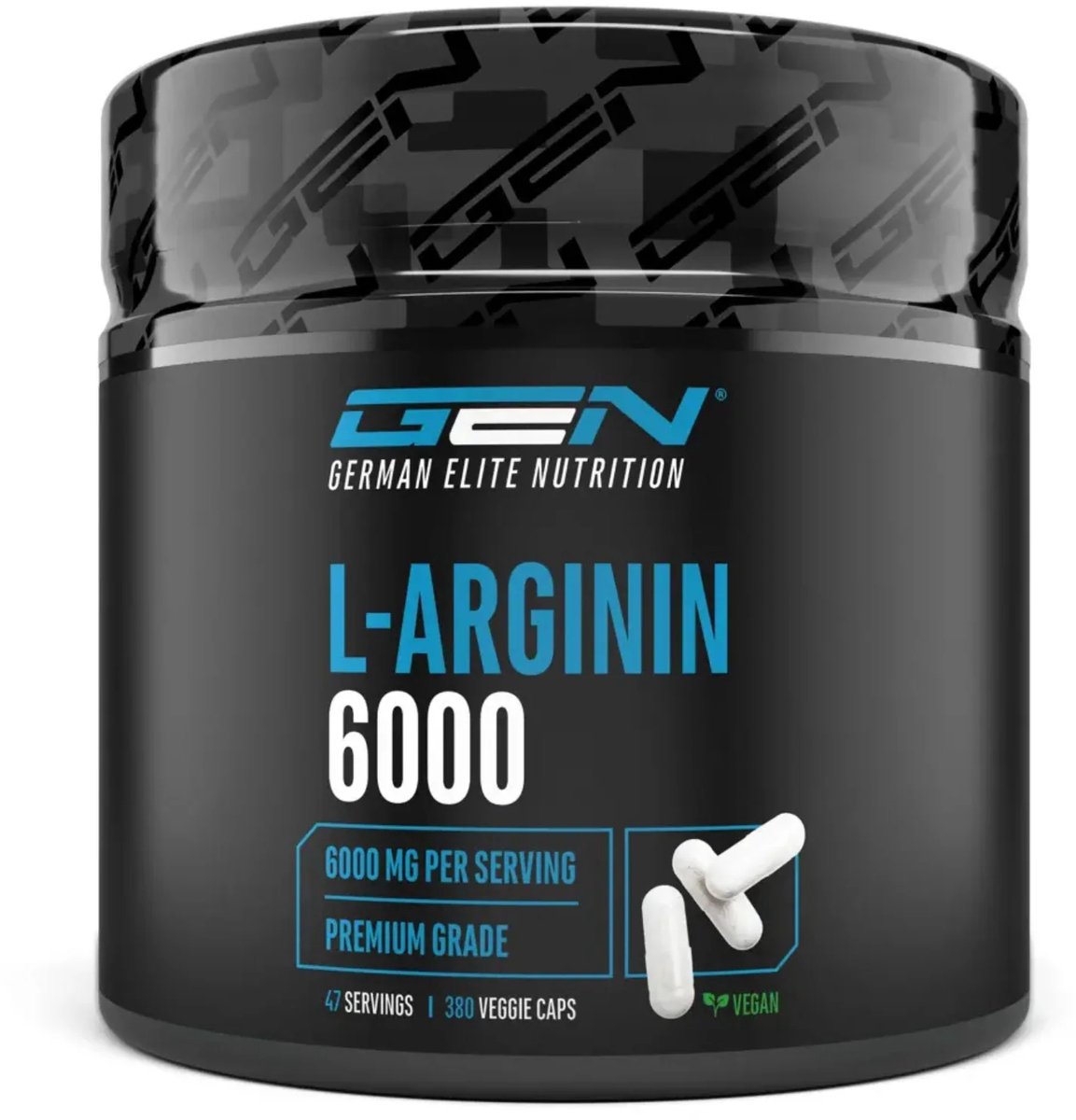 L-Arginine - 380 veganistische capsules - 6000 mg plantaardige L-Arginine HCL per dagelijkse portie (= 4980 mg zuivere L-Arginine) - Aminozuur - Hoog gedoseerd