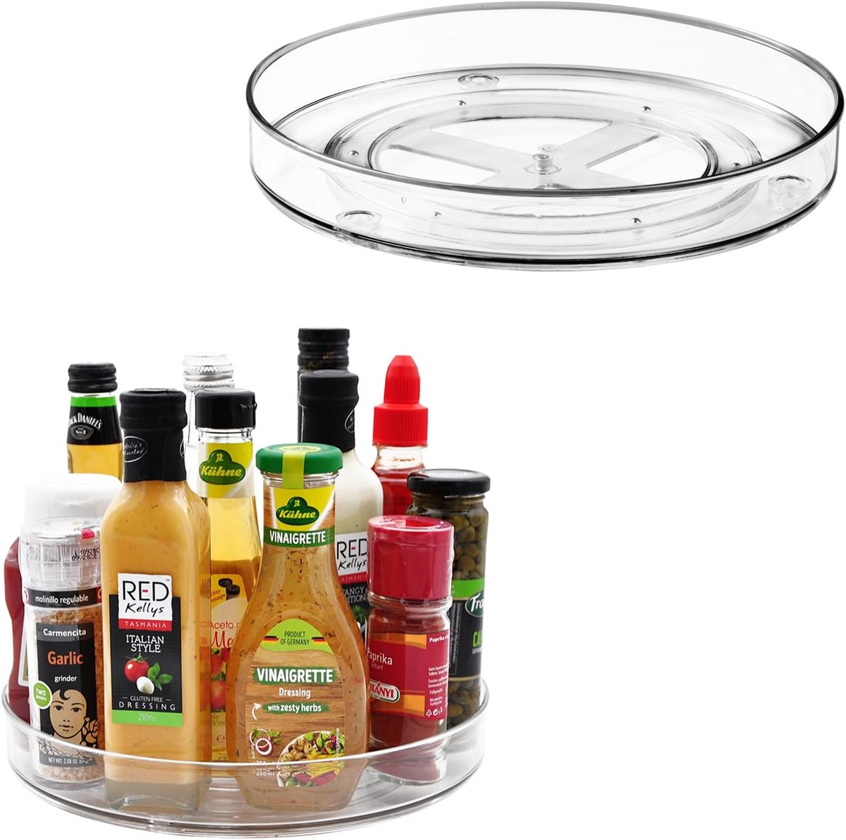 Ronddraaiend Draaiplateau staand - Draaischijf - Kruidenrek - Keukenkastorganizer - Lazy Susan Draaiplateau - Kruiden Organizer - Aanrecht Organizer - Draaiplateau Rond - Keuken Opbergers - Gootsteen Organiser - 27 cm