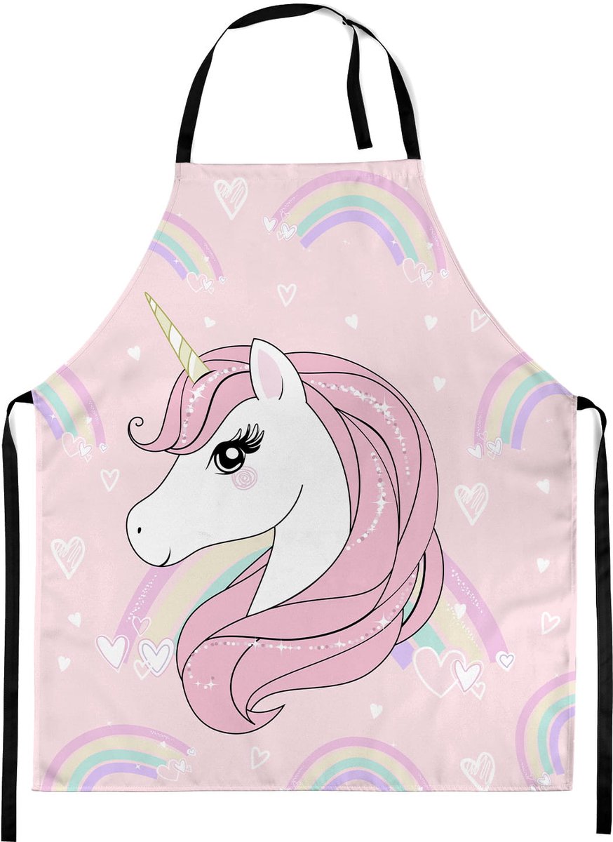 FEROCITY - Kinderschort Universele kindermaat Schildersschort - met klittenband - Unisex - Eenhoorn Regenboog