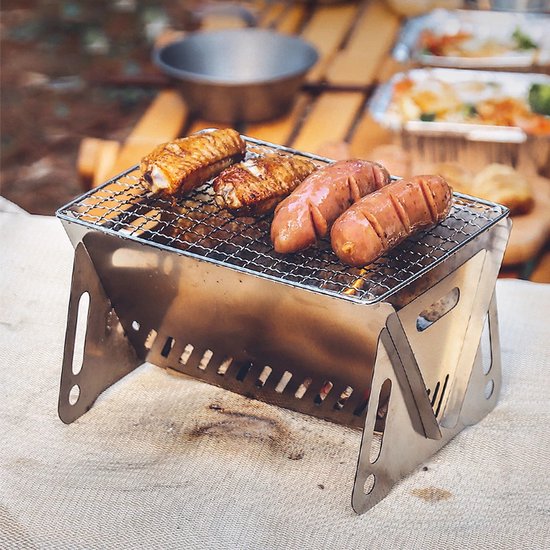 Home & Marker - Draagbare Opvouwbare Barbecue - RVS - 397g - 22x16x12cm - Voor Camping - PORTOGRILL van Home & Marker — afbeelding 2