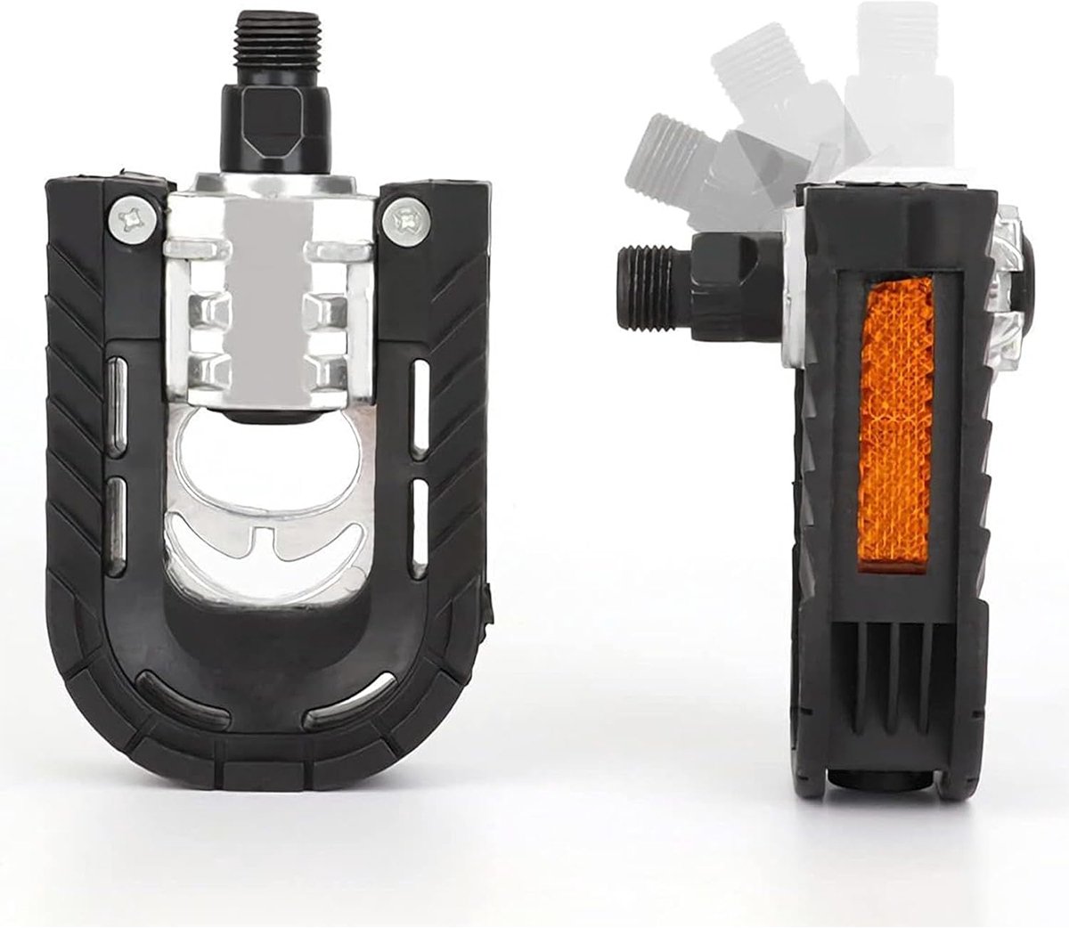 Vitdipy - Fietspedalen - 2 STUKS - Met Reflectoren - Anti-Slip - Opvouwbare - Voor e-bikes, woon-werkverkeer en MTB-fietsen - Zwart