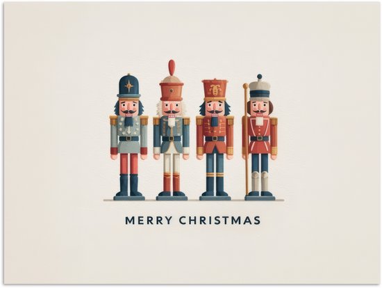 Poster 80x60 cm - Notenkrakers - Minimalistisch - Kerst - Beige - Posters - Kamer decoratie - Wanddecoratie woonkamer - Muurdecoratie slaapkamer - Kerstversiering - Kerstdecoratie voor binnen - Kerstmis