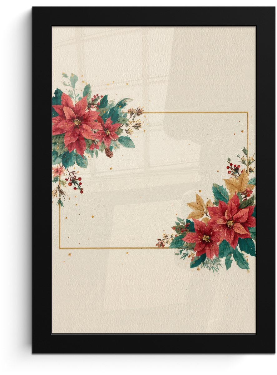 FrameYourWall Poster in lijst - Fotolijst 20x30 cm - Posters - Kerst - Pointia - Omlijsting - Kleurrijk - Posterlijst zwart - Decoratie - Wanddecoratie woonkamer - Muurdecoratie slaapkamer - Kerstversiering - Kerstdecoratie voor binnen - Kerstmis