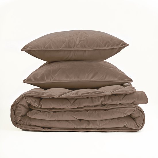 Sleeptime 2 in 1 Velvet Dekbed zonder Overtrek Dekbed - Dekbed inclusief slopen - 240 x 200 - Taupe/Bruin
