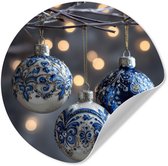 WallCircle® - Behangcirkel 50x50 cm - Muurstickers Boule de Noël - Orné - Blauw - Muurcirkel salon - Wandcirkel chambre à coucher - Décoration de chambre autocollante - Accessoires de décoration murale