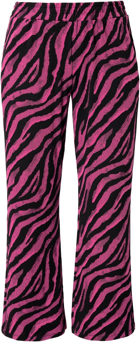 MIAMODA - Dames - Broek gekleurd zebramotief elastische tailleband. - Hibiscusrood - Maat 44