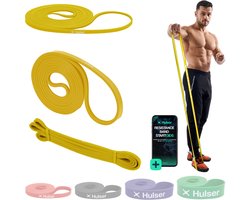 Hulser Resistance band 2 tot 7 kg - 104 / 208 cm - Met digitale startgids - Weerstandsband voor pull up - Fitness weerstandband - Stretch elastiek - Bands - Power band weerstandselastiek - Geel