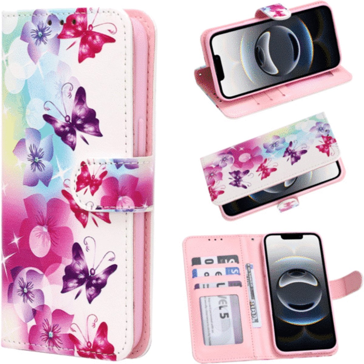 Casemania – Bookcase – iPhone 17 Pro Max – Bloemen Vlinder Roze