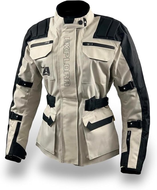 FREEDAY Motorjack voor dames, textiel, winter, waterdicht, met CE- protectoren, Zwart, L