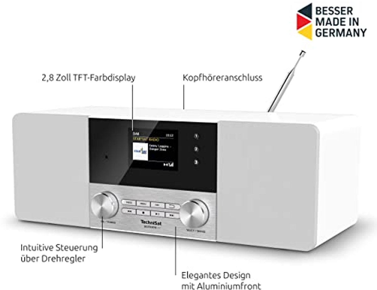 Stereo Digital Radio DAB+ & FM met Bluetooth, Kleurendisplay en Stereo Speakers