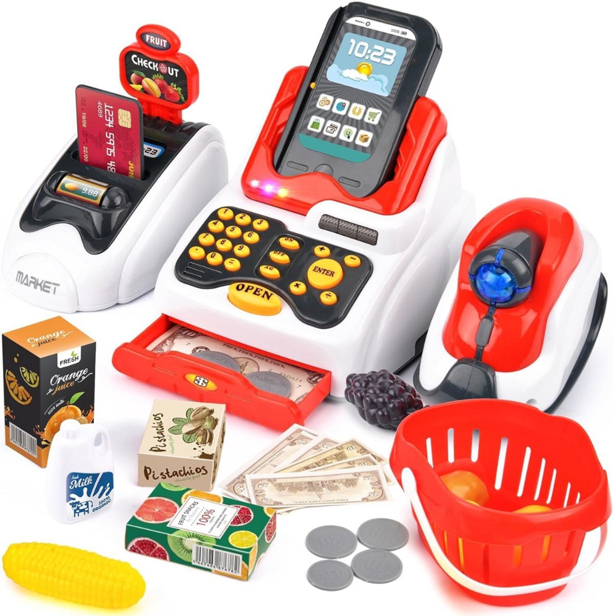 Luumuu® Kassa Speelgoed - Speelkassa - Scanner - Speelgoedkassa Kinderen - Winkeltje - Supermarkt - Speelgeld - Winkelmandje - Biljetten - Accessoires - Speelwinkel