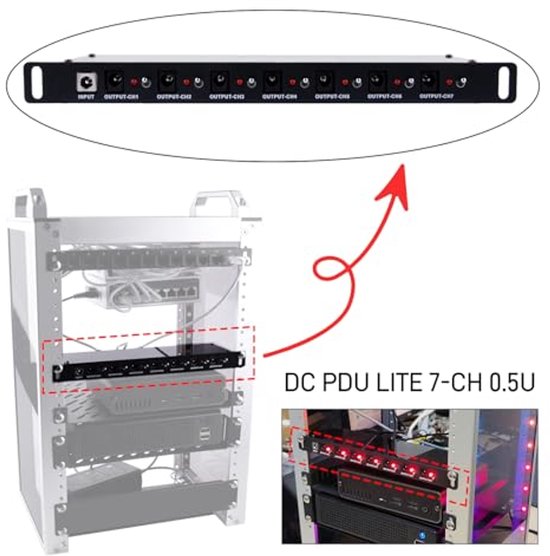 DC PDU Lite 7-CH 0.5U Power Distribution Unit voor Rack-Mount | bol