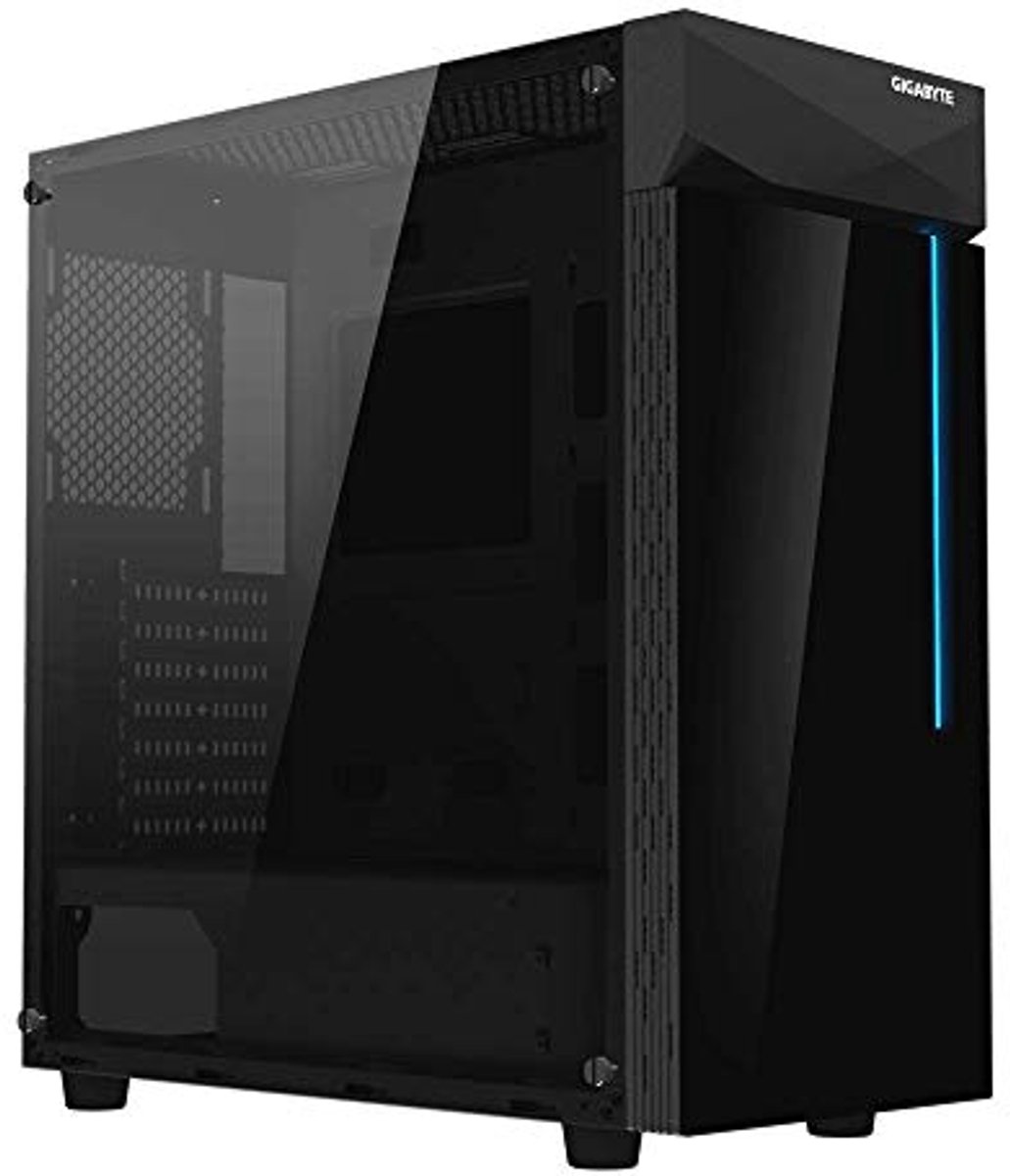 Zwarte Mid Tower PC Gaming Case met Gehard Glas en PSU Lijkwade