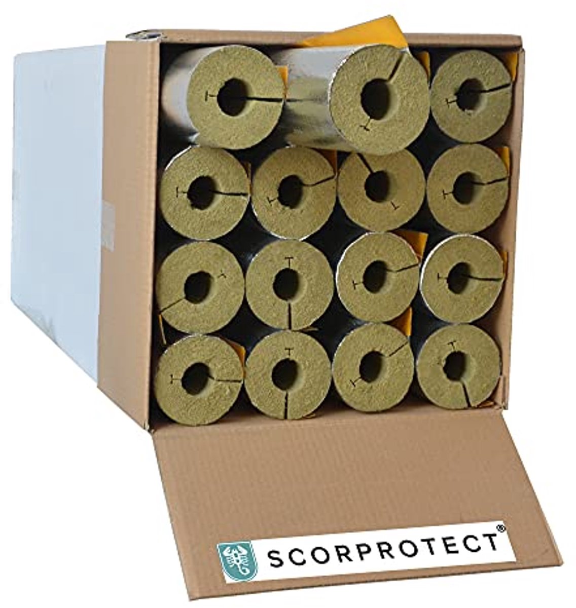 Aluminium gelamineerde buisschaal voor buisisolatie - Steenwol isolatie met 0,040 W/mK (35 x 30 mm, 1 meter)
