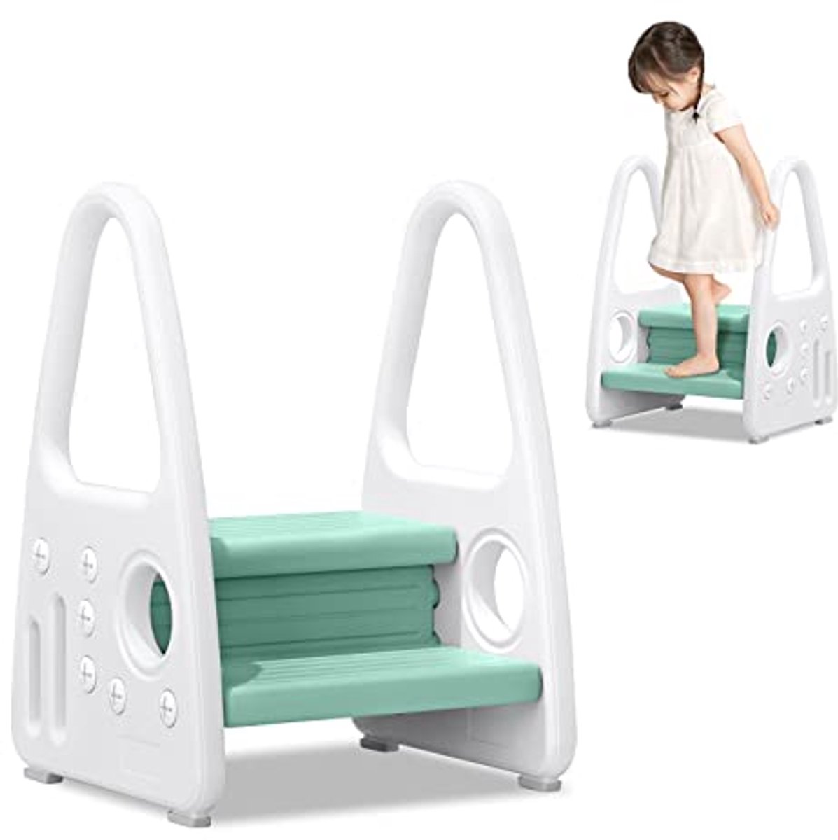 Image of 2-traps opstapkruk voor kinderen - kinderkruk met antislip ontwerp voor veilig leren