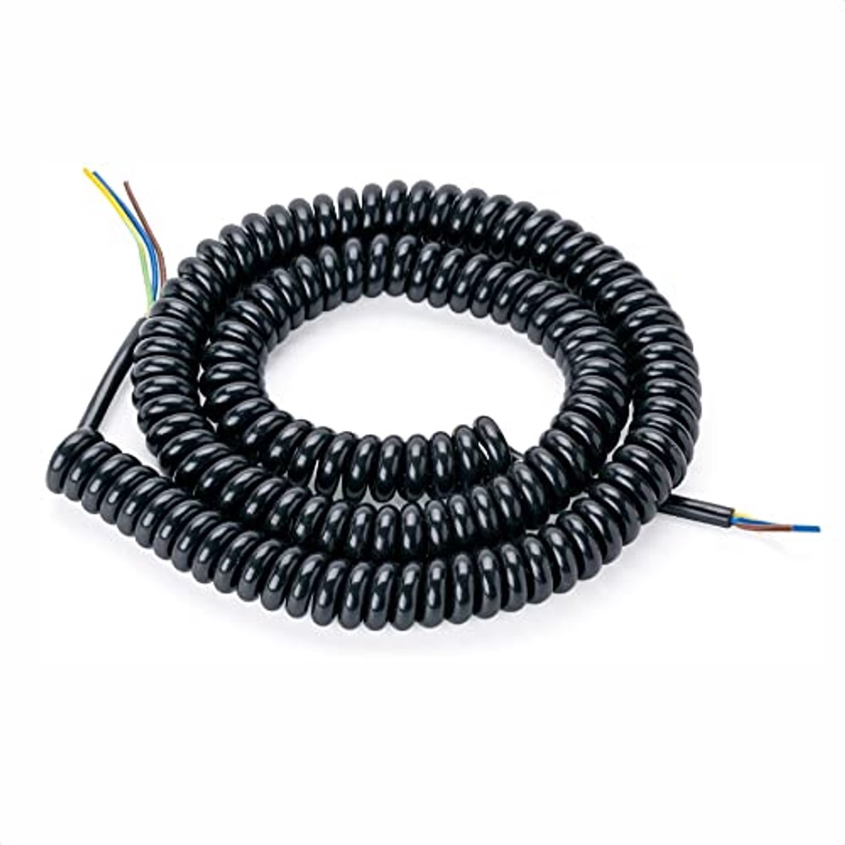Spiraalkabel 3-aderig verlenging elektrische kabel lichtkabel zwart