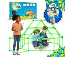 foto van Joya Creative Fort Bouwpakket Glow in the Dark 130pcs - Constructiespeelgoed - Buitenspeelgoed - Bouwsets - Montessori Speelgoed - Speelgoed 3 Jaar - Speelgoed 4 jaar - Speelgoed 5 jaar