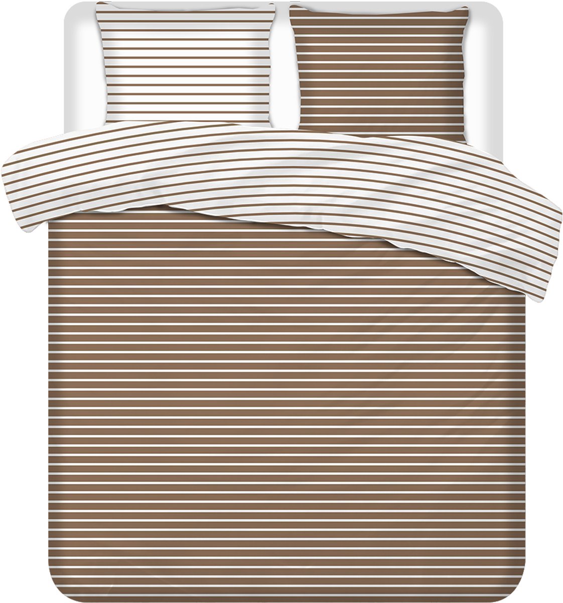 Luxueuze Terschellinger Flanellen Winter Dekbedovertrekset – Warm Zandbeige Gestreept Modern – Voor Ultiem Comfort en Warme Nachten – 260x200/220 cm