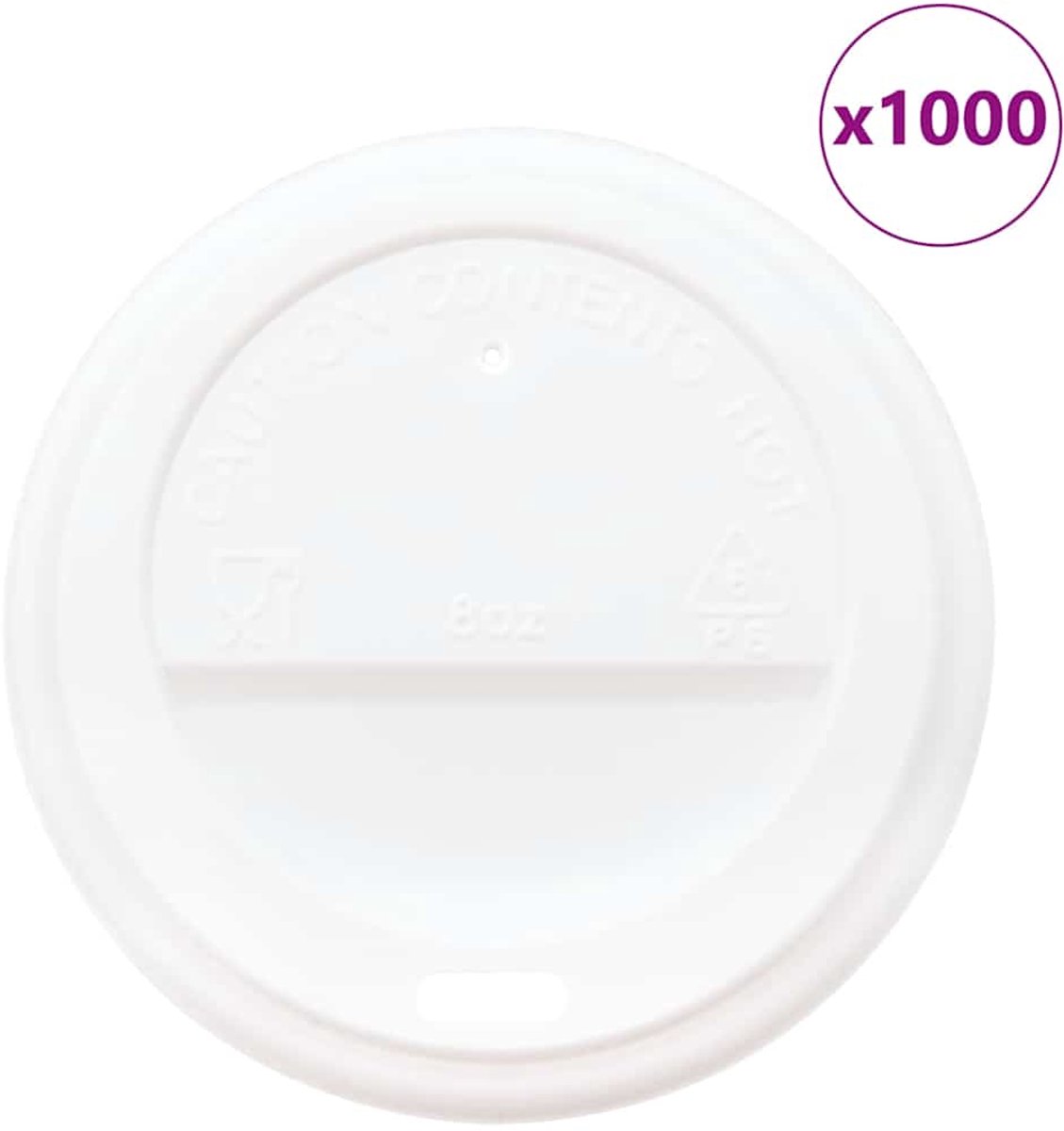 vidaXL - Papieren - koffiebekerdeksels - Ø80 - mm - 8oz - 1000 - st - kunststof - wit