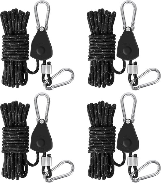 4 x Reflective Guy Ropes - Adjustable Rope Ratchet met Rope Tensioner ...