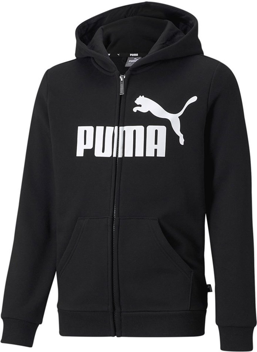 Puma Ess Big Logo Sweatshirt Met Rits 4-5 Years Jongens Zwart