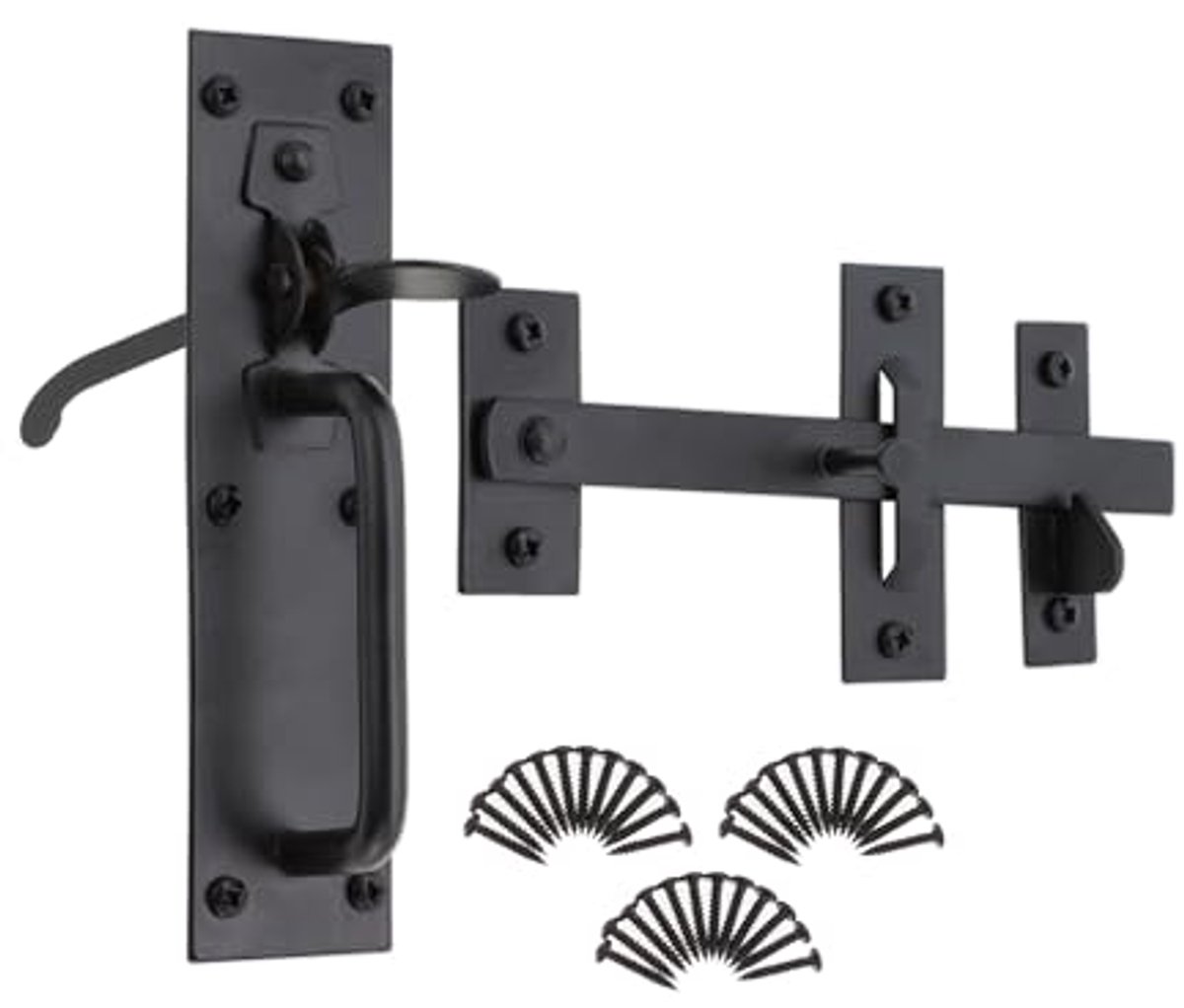 Zwarte tuinpoort ring vergrendeling met Suffolk mechanisme 6 inch