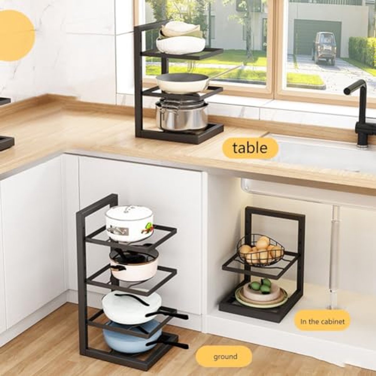Potten en Pannen Organizer Rack voor Keuken - Heavy Duty Onderkast Opslag
