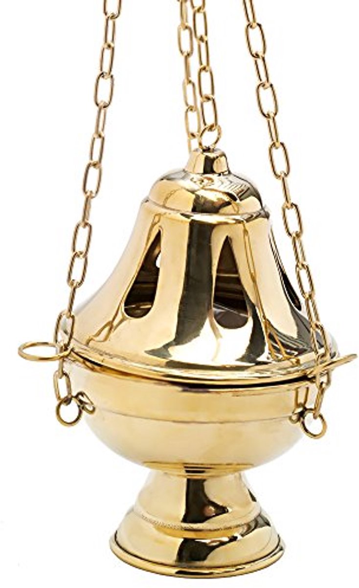 Hangende Wierookbrander 78cm Verguld - Gouden Wierookbrander met Ketting