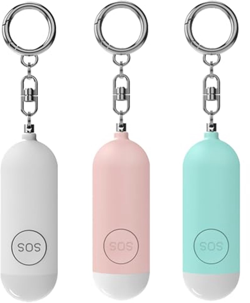 Persoonlijk alarm sleutelhanger voor zelfverdediging met LED-licht - 130 dB veiligheidssirene voor vrouwen, kinderen en ouderen
