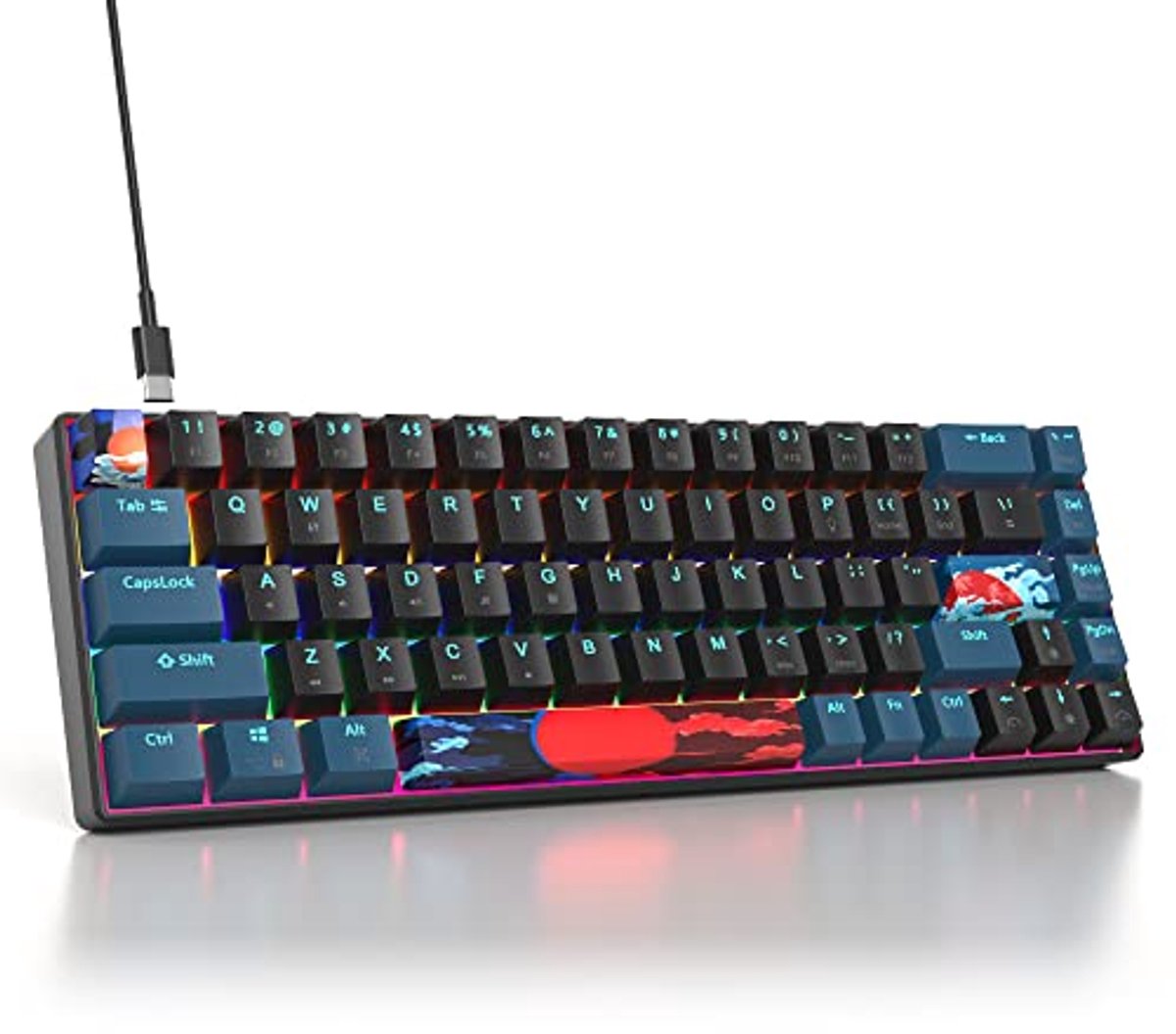 Image of 65% Mechanisch Gaming Toetsenbord met LED Achtergrondverlichting - Compact Ergonomisch Toetsenbord voor PS5/PS4/Xbox