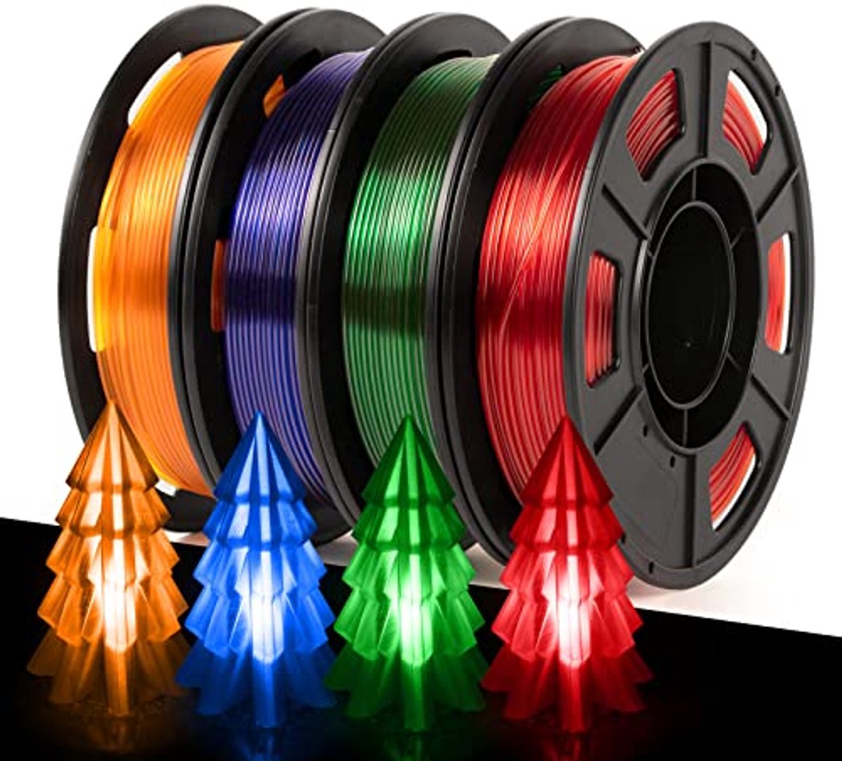 PETG Filament 1.75mm - Transparant Bicolor 3D Printer Filament Set - 250g Spoel (4 Stuks)