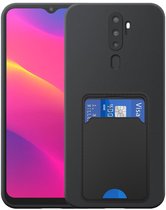 Étui de téléphone compatible avec Oppo A5 (2020) / A9 (2020) avec porte-cartes en TPU - Coque arrière Flexible en Siliconen TPU avec emplacement pour carte - Zwart - Smartphonica compatible avec OPPO A5 (2020) et OPPO A9 (2020)