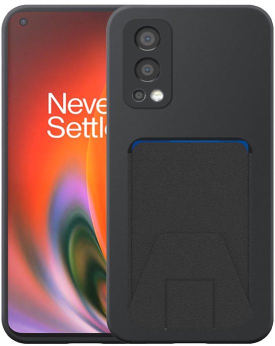 Étui pour OnePlus Nord 2 avec porte-cartes en cuir réglable - Coque arrière Flexible en Siliconen TPU avec fente pour carte en cuir réglable - Zwart - Smartphone adapté pour OnePlus Nord 2 ; OnePlus Nord 2 5G