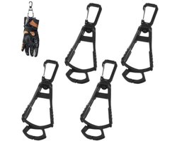 4 stuks - Werkhandschoenclips, anti-verliesclips, voor werkhandschoenclips, veiligheidshelmhaakclips 10,6 x 3,8 cm (zwart)