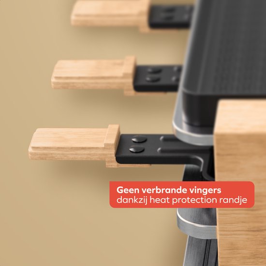 KitchenBrothers Gourmetstel - 950W - Gourmetplaat 8 Personen - BPA-vrij - Set met Pannetjes en Spatels - 46,5 x 23 cm - Hout/Zwart — afbeelding 5