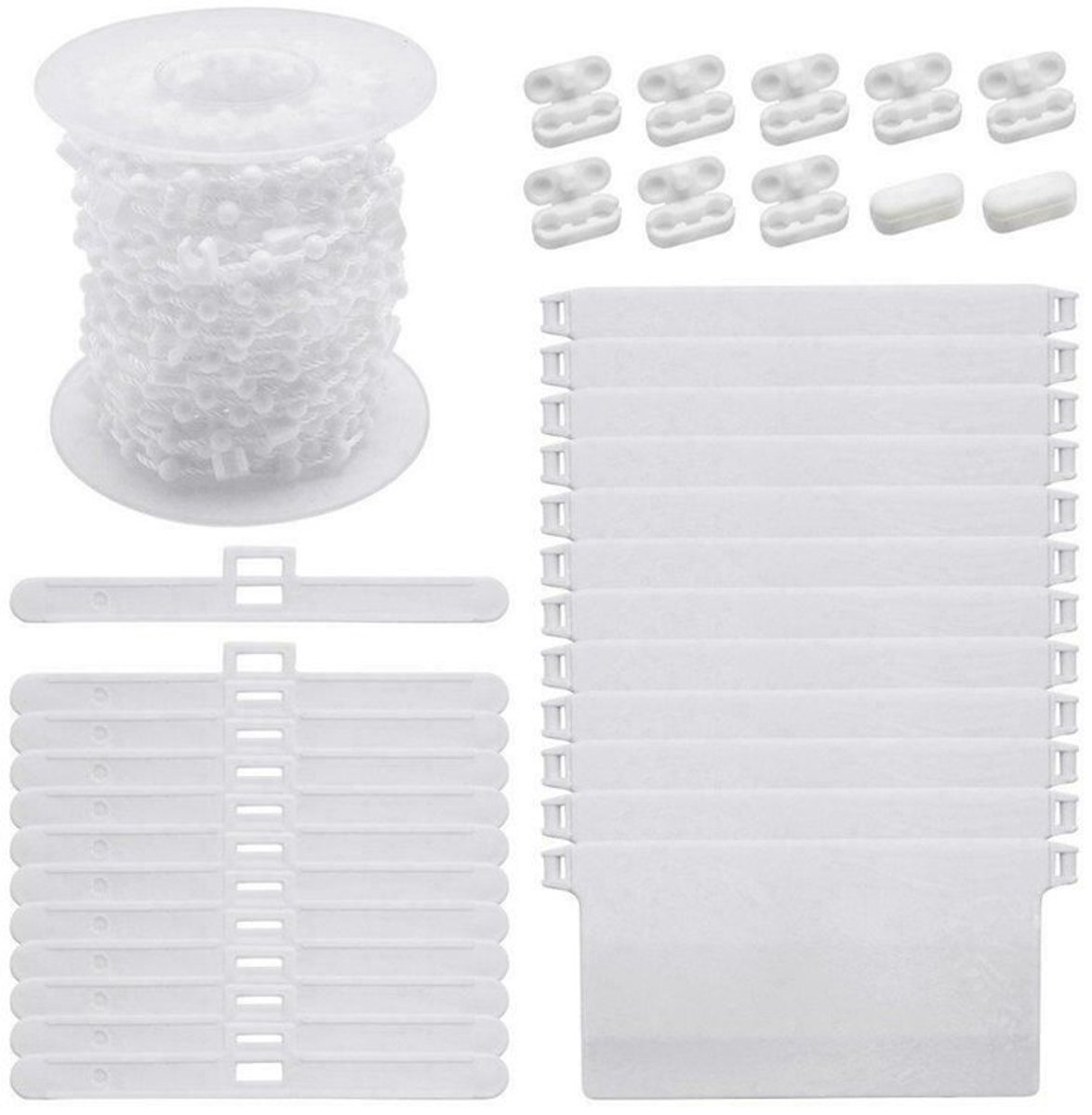 Daity 1 set - verticale jaloezieën accessoires - verticale jaloezieën accessoires - 12 onderpanelen - 10 kralengespen - 10 meter onderkralen - 12 dubbele hangpanelen