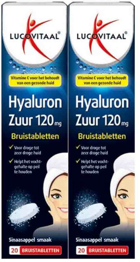 Lucovitaal Hyaluronzuur Bruistabletten - 2 x 20 tabletten - Voordeelverpakking