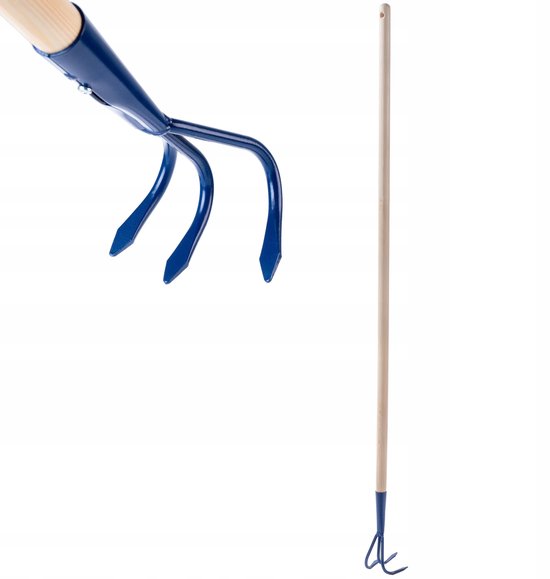 KADAX Handcultivator van metaal, cultivator met lange steel van hout, robuuste cultivator, tuinklauw, tuinhak voor het losmaken van de grond (3 tanden) van Merkloos	 — afbeelding 2