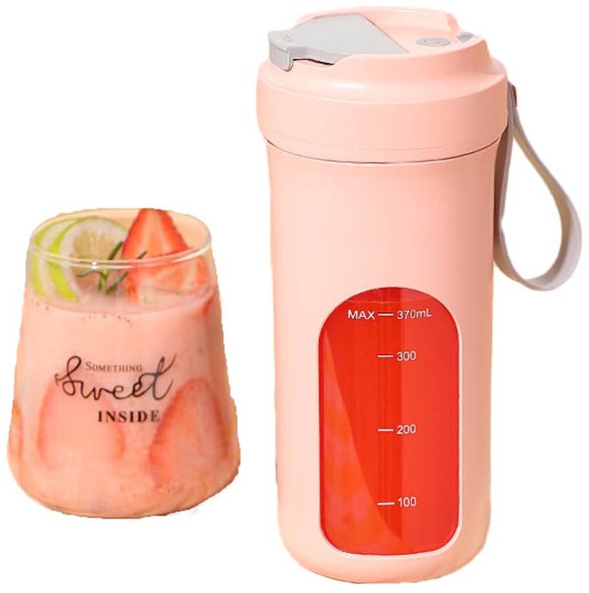 JeiibrZui Draagbare Blender - USB-Oplaadbare Sapcentrifuge - 50W 200 Tpm Met 370 Ml Roze