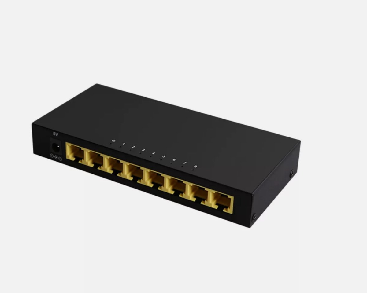 EXCITAT Netwerkswitch - Ethernet-distributiehub - 8 poorten - Gigabit - Zwart