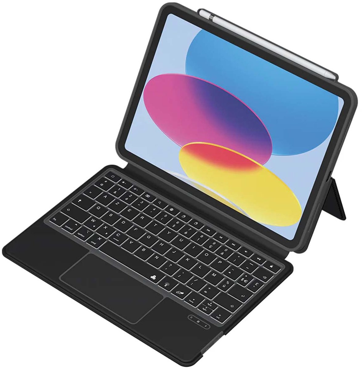MYWAY, Étui pour Geschikt voor Apple iPad 10.9 Folio Quick Note avec Clavier QWERTY US Bluetooth 3.0, Zwart