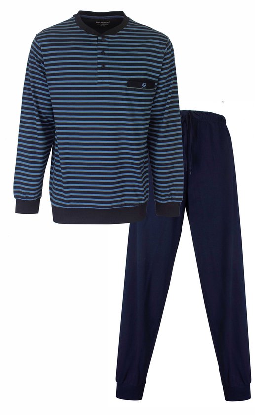 Paul Hopkins Heren Pyjama - Gestreept - Met Boorden - Blauw - Maat M