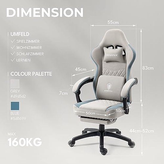 Ergonomische Gamingstoel met Massage en Voetensteun - Belastbaar tot 150 kg — afbeelding 5