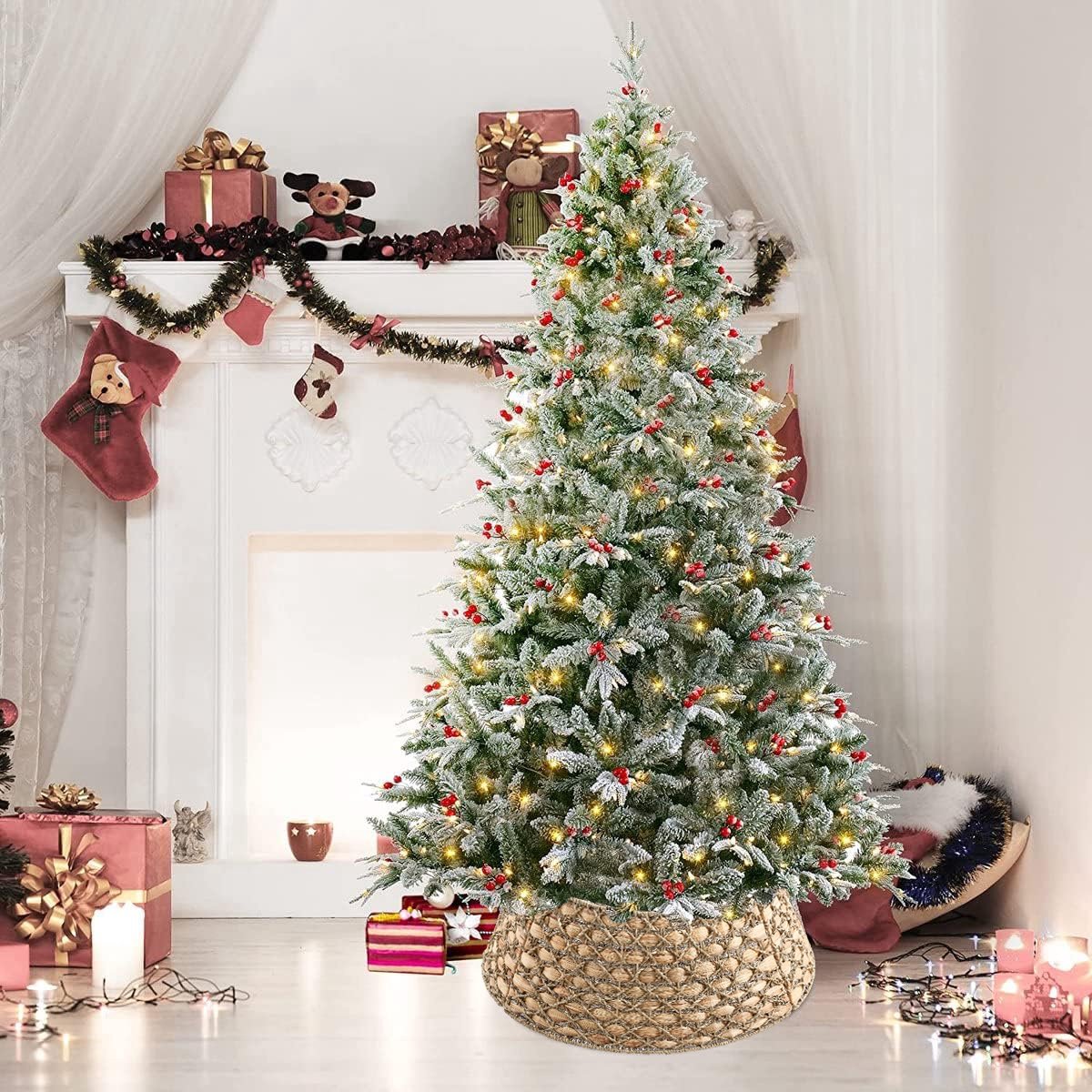 Meisterhome Kerstboommand - Kerstboomrok van natuurlijke Zeegrass - Ø 60 cm - Decoratieve hoes om de kerstboomstandaard - Kerstboomring - kraag Kerstboomrok - H23 x Ø60 cm - Zeegras - Naturel Bruin 3 elementen – foto 2