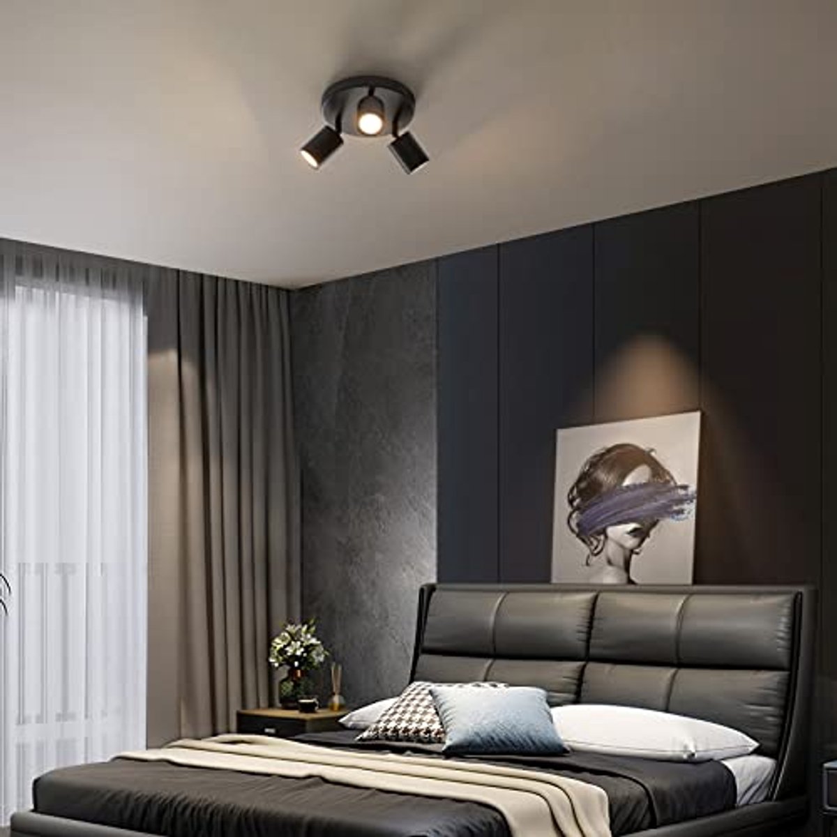 Moderne Draaibare Plafondspot met 3 GU10 Fittingen - Zwart