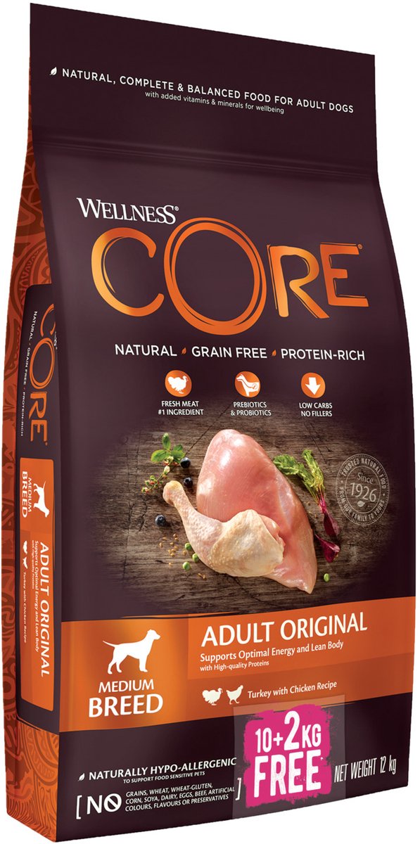Wellness Core Wellness Core Grain Free Dog Original Kalkoen - Hondenvoer - 12 kg Bonusbag