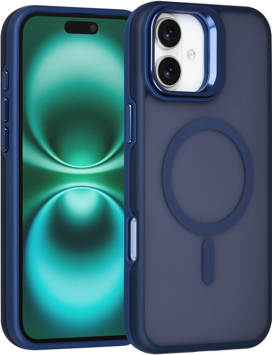 TUNIQ Back cover voor iPhone 16 Plus - MagSafe - Met Camerastand - Blauw